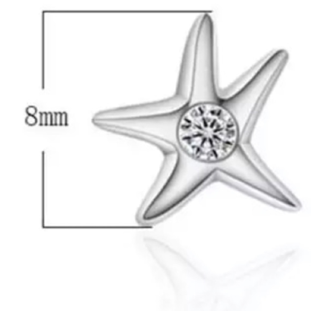Sterling Silver 925 CZ Star Stud Earrings - Picture 5 of 5